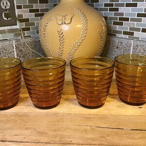 MCM Duralex Prisme Made in France Tumbler 6 oz x 4 cups - Amber